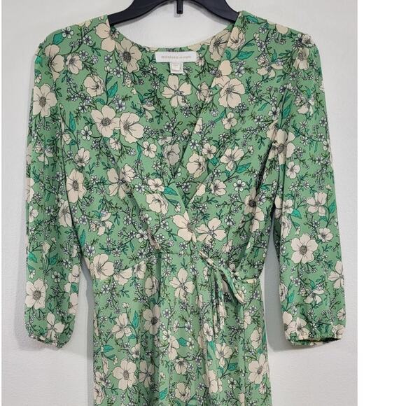 Monteau Los Angelous Womens Dress Large Midi 3/4 Sleeve Floral Boho Cottage Core - Picture 3 of 9